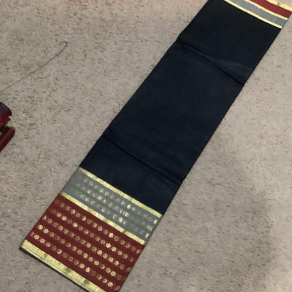 Elegant Black and red with gold cotton saree - Picture 1 of 6